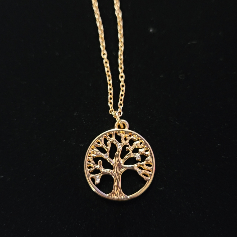 Tree of Life gold tone necklace